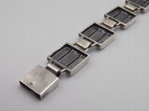 Srebrna damska bransoletka PASKI KWADRATY srebro 925 - biżuteria VINTAGE