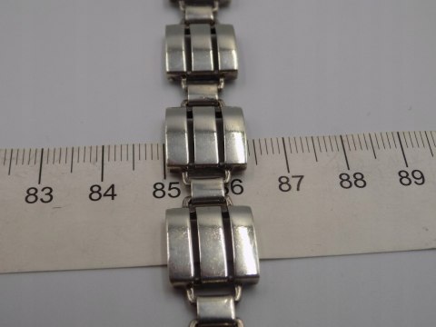 Srebrna damska bransoletka PASKI KWADRATY srebro 925 - biżuteria VINTAGE
