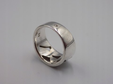 Srebrny ażurowy pierścionek/obrączka MASA PERŁOWA r. 16 srebro 925 VINTAGE