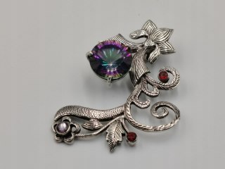 Srebrny damski wisiorek/zawieszka TOPAZ MISTYCZNY GRANATY VINTAGE biżuteria