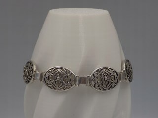 Stara srebrna damska ażurowa bransoletka - srebro 925 - biżuteria VINTAGE