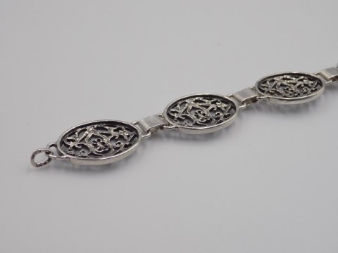 Stara srebrna damska ażurowa bransoletka - srebro 925 - biżuteria VINTAGE