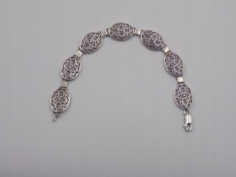 Stara srebrna damska ażurowa bransoletka - srebro 925 - biżuteria VINTAGE