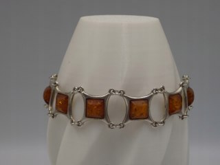 Stara srebrna damska bransoletka BURSZTYN - srebro 925 - biżuteria VINTAGE