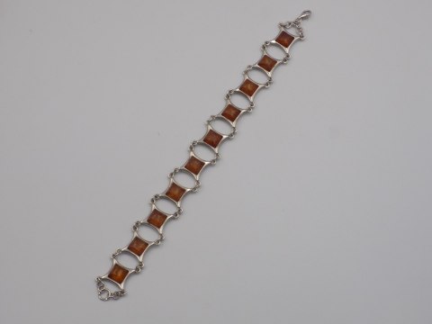 Stara srebrna damska bransoletka BURSZTYN - srebro 925 - biżuteria VINTAGE