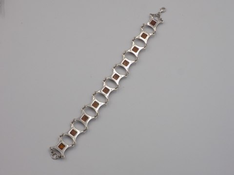 Stara srebrna damska bransoletka BURSZTYN - srebro 925 - biżuteria VINTAGE