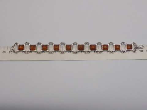 Stara srebrna damska bransoletka BURSZTYN - srebro 925 - biżuteria VINTAGE