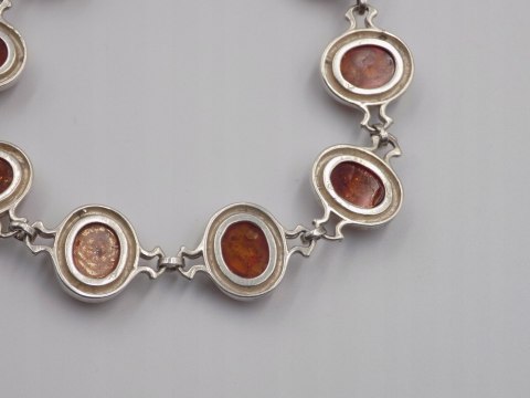 Stara srebrna damska bransoletka BURSZTYN - srebro 925 - biżuteria VINTAGE