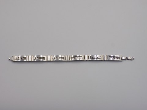 Stara srebrna damska bransoletka wzór grecki srebro 925 - biżuteria VINTAGE