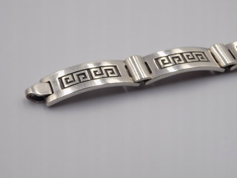 Stara srebrna damska bransoletka wzór grecki srebro 925 - biżuteria VINTAGE