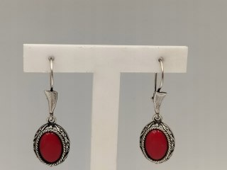 Stare piękne srebrne kolczyki ażurowe ART GRAW OWAL KORAL biżuteria VINTAGE