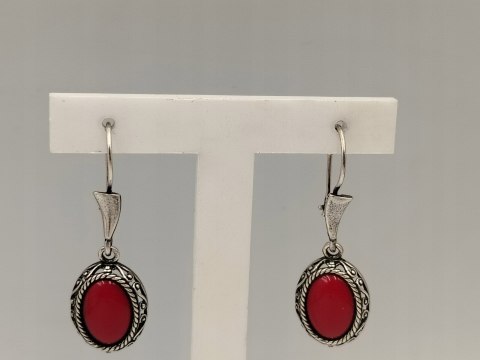 Stare piękne srebrne kolczyki ażurowe ART GRAW OWAL KORAL biżuteria VINTAGE