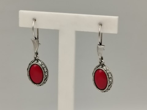 Stare piękne srebrne kolczyki ażurowe ART GRAW OWAL KORAL biżuteria VINTAGE