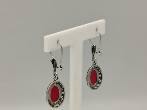 Stare piękne srebrne kolczyki ażurowe ART GRAW OWAL KORAL biżuteria VINTAGE