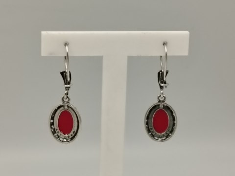 Stare piękne srebrne kolczyki ażurowe ART GRAW OWAL KORAL biżuteria VINTAGE