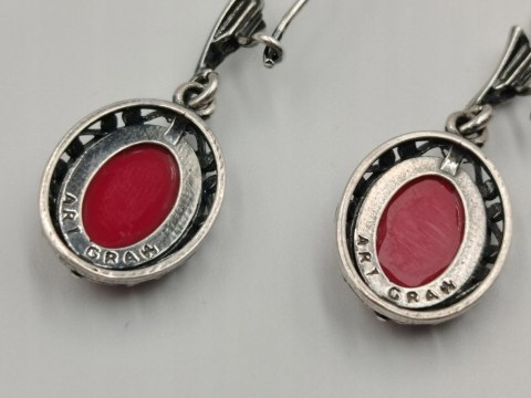 Stare piękne srebrne kolczyki ażurowe ART GRAW OWAL KORAL biżuteria VINTAGE