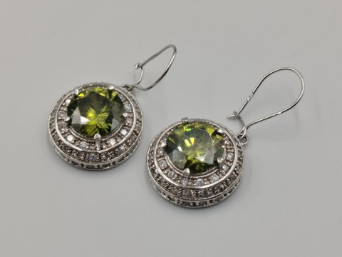 Stare piękne srebrne kolczyki damskie OLIWIN+CYRKONIE srebro 925 biżuteria