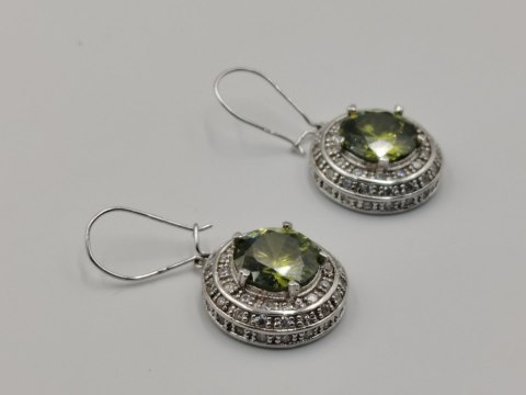 Stare piękne srebrne kolczyki damskie OLIWIN+CYRKONIE srebro 925 biżuteria