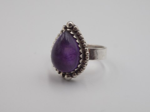 Stary piękny srebrny damski pierścionek AMETYST roz. 15 biżuteria VINTAGE