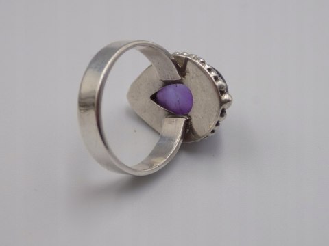 Stary piękny srebrny damski pierścionek AMETYST roz. 15 biżuteria VINTAGE