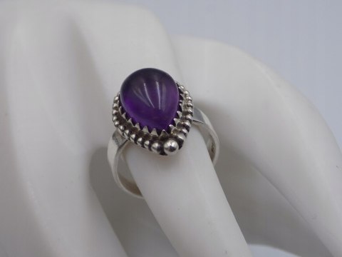 Stary piękny srebrny damski pierścionek AMETYST roz. 15 biżuteria VINTAGE