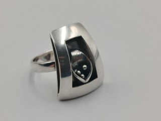 Stary piękny srebrny damski pierścionek KWIAT r.14 srebro biżuteria VINTAGE