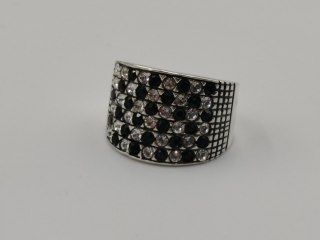 Stary piękny srebrny pierścionek/obrączka CYRKONIE r. 12 srebro 925 VINTAGE