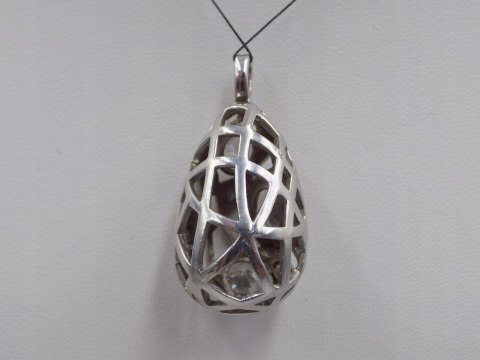 Stary srebrny damski ażurowy wisiorek/zawieszka CYRKONIE biżuteria VINTAGE