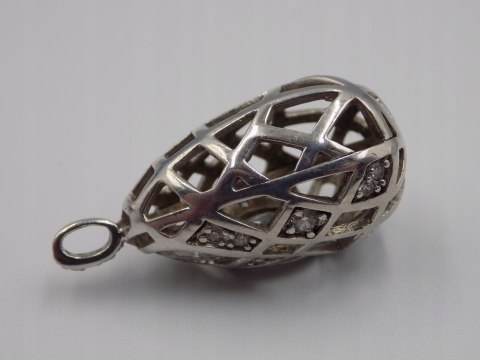 Stary srebrny damski ażurowy wisiorek/zawieszka CYRKONIE biżuteria VINTAGE
