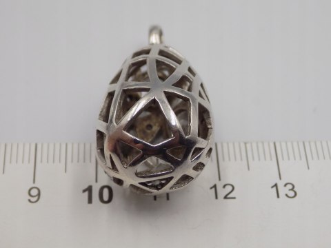 Stary srebrny damski ażurowy wisiorek/zawieszka CYRKONIE biżuteria VINTAGE