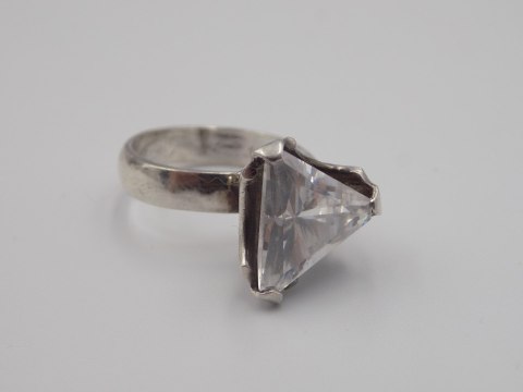 Stary srebrny damski pierścionek CYRKONIA roz.12 srebro biżuteria VINTAGE