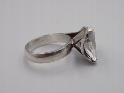 Stary srebrny damski pierścionek CYRKONIA roz.12 srebro biżuteria VINTAGE