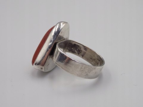 Stary srebrny damski pierścionek JASPIS CZERWONY roz. 12 biżuteria VINTAGE