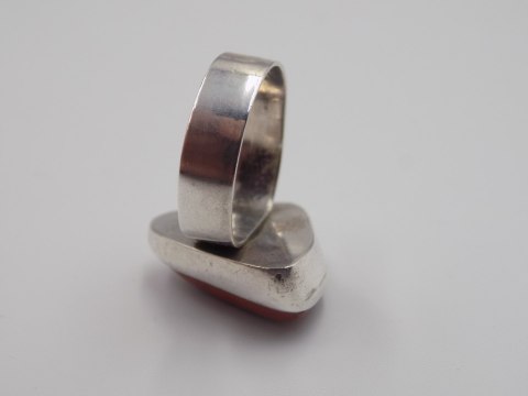 Stary srebrny damski pierścionek JASPIS CZERWONY roz. 12 biżuteria VINTAGE