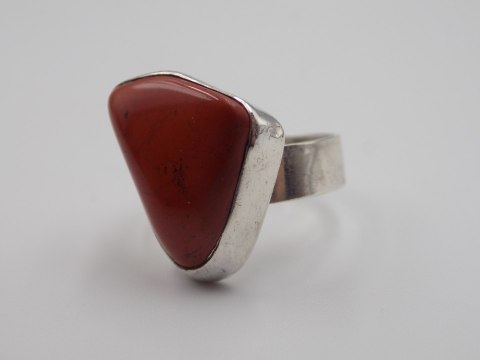 Stary srebrny damski pierścionek JASPIS CZERWONY roz. 12 biżuteria VINTAGE