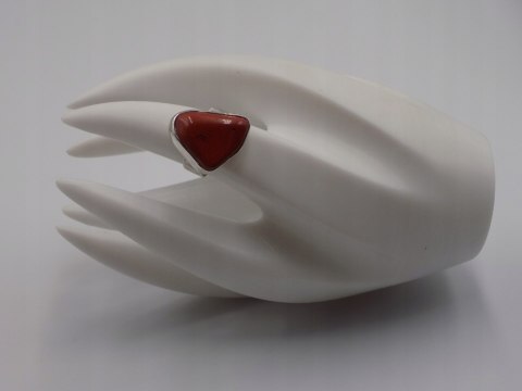 Stary srebrny damski pierścionek JASPIS CZERWONY roz. 12 biżuteria VINTAGE