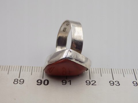 Stary srebrny damski pierścionek JASPIS CZERWONY roz. 12 biżuteria VINTAGE