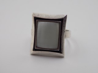 Stary srebrny damski pierścionek KOCIE OKO r.16 srebro VINTAGE biżuteria