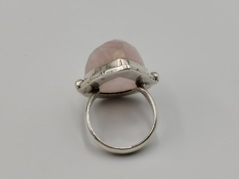 Stary srebrny damski pierścionek KWARC RÓŻOWY roz. 12 biżuteria VINTAGE