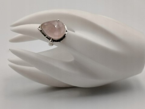 Stary srebrny damski pierścionek KWARC RÓŻOWY roz. 12 biżuteria VINTAGE