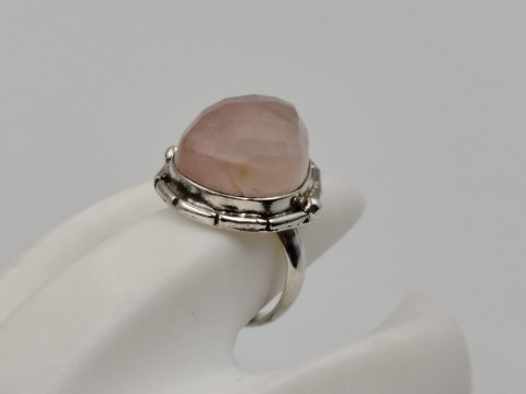 Stary srebrny damski pierścionek KWARC RÓŻOWY roz. 12 biżuteria VINTAGE