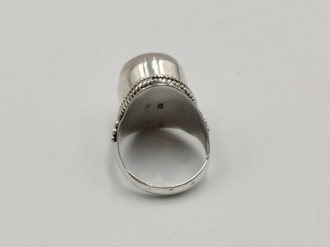 Stary srebrny damski pierścionek KWARC RÓŻOWY roz. 14 biżuteria VINTAGE