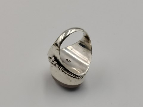 Stary srebrny damski pierścionek KWARC RÓŻOWY roz. 14 biżuteria VINTAGE