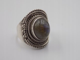 Stary srebrny damski pierścionek LABRADORYT roz.15 srebro biżuteria VINTAGE
