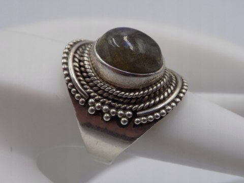 Stary srebrny damski pierścionek LABRADORYT roz.15 srebro biżuteria VINTAGE