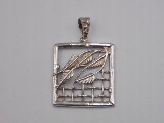 Stary srebrny damski wisiorek/zawieszka ażurowa LISTKI biżuteria VINTAGE