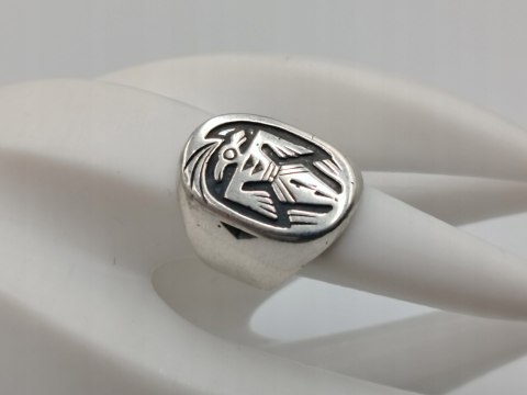 Stary srebrny pierścionek THUNDERBIRD HOPI - r.13 srebro VINTAGE biżuteria
