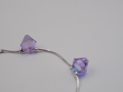 Piękna srebrna damska bransoletka - FIOLETOWE CYRKONIE srebro 925 biżuteria