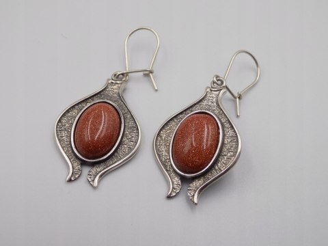 Piękne srebrne kolczyki PIASEK PUSTYNI srebro OKSYDA VINTAGE biżuteria