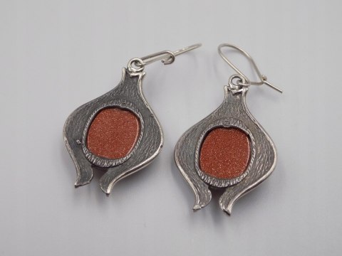 Piękne srebrne kolczyki PIASEK PUSTYNI srebro OKSYDA VINTAGE biżuteria